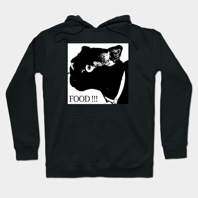 Black Cat Need Food Collection Hoodie by SnowPixelArtStore